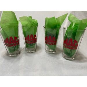 Mac Tools Set of 4 Clear Glass Tumblers Red Logo
